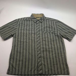 REI MENS PLEATED GREY BUTTON FRONT SHORT SLEEVE